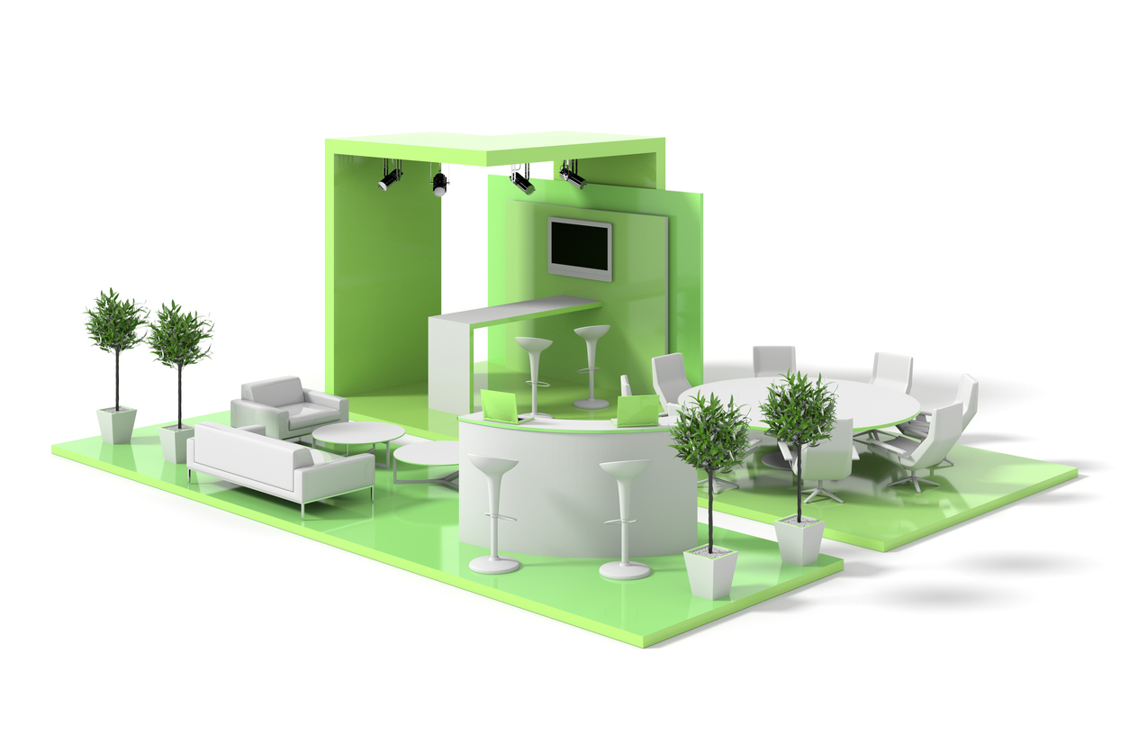exhibition stand on white 3d render