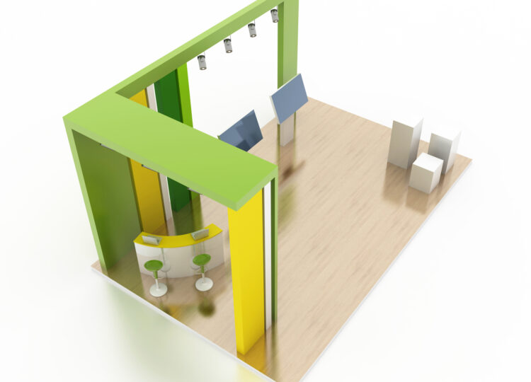 exhibition stand on white, marketing concepts